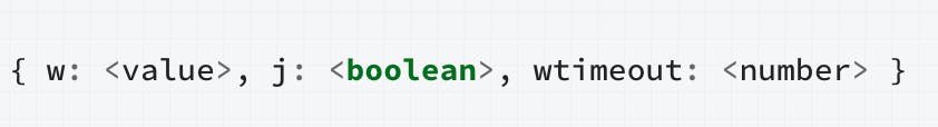 using a write concern property with mongodb replica sets