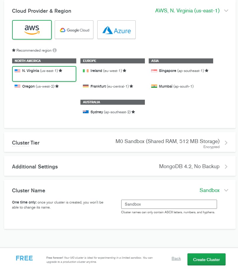 select cloud provider for mongodb