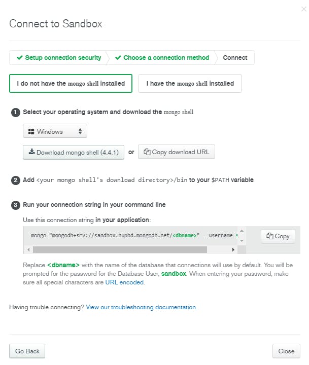 connect to mongodb in atlas