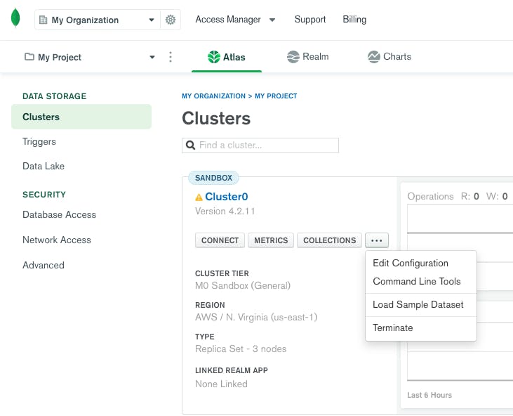 Creating a cluster in MongoDB Atlas with sample data