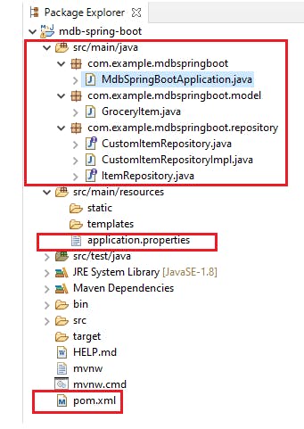 Screenshot of the MDBSpringBootApplication.java file.