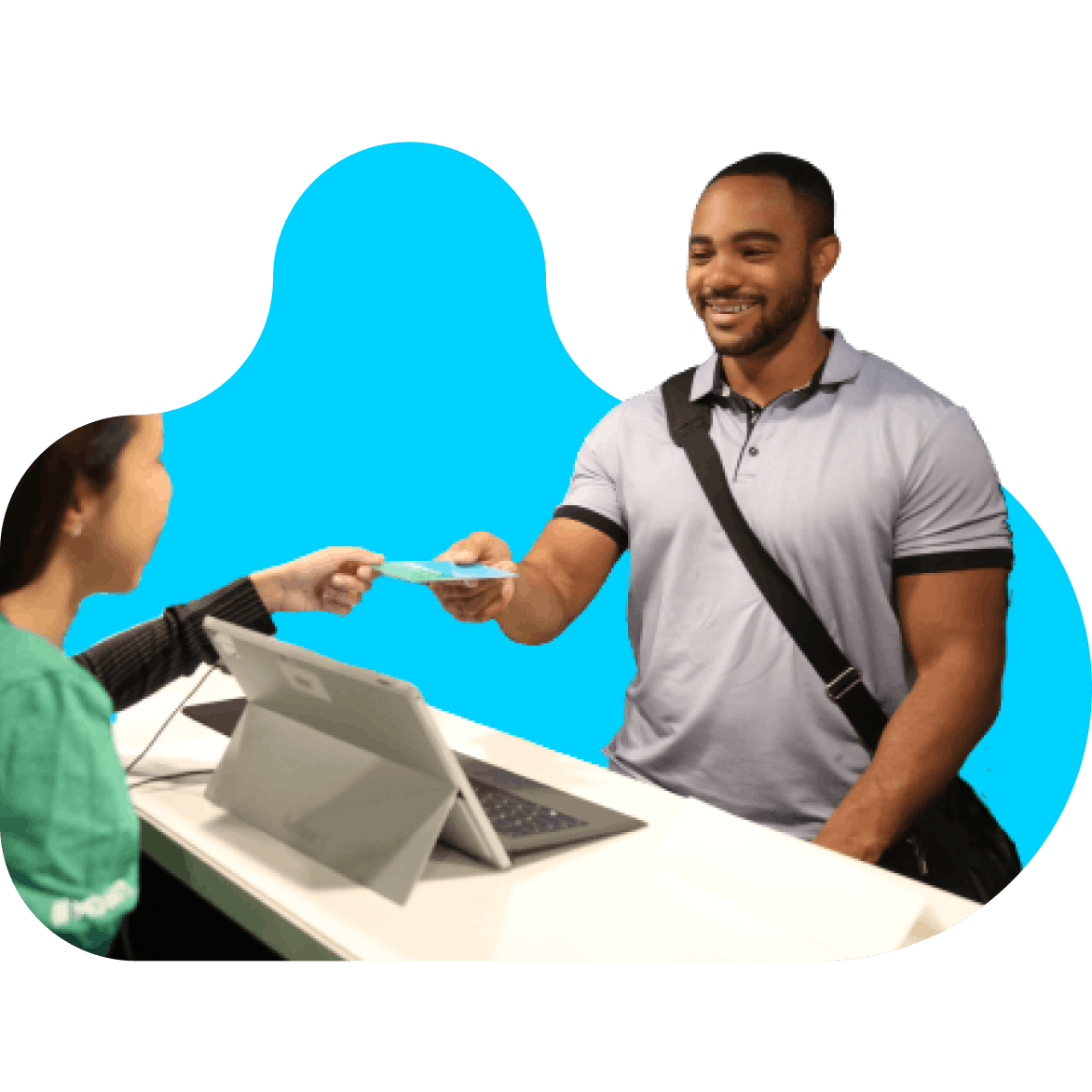 A person checking into MongoDB World