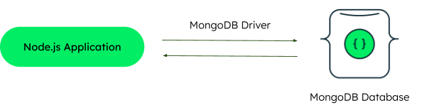 image demonstrating the relationship between the node.js driver, application, and MongoDB database for use with Javascript