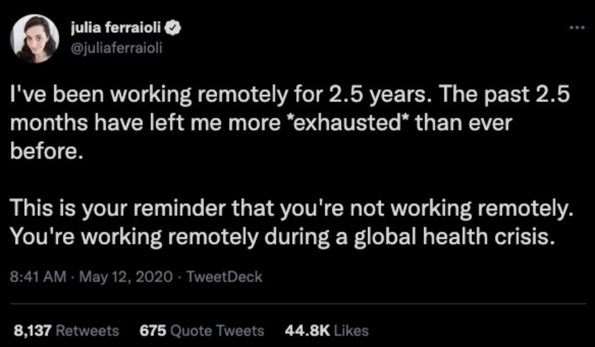 Screenshot of tweet from Julia Ferraioli