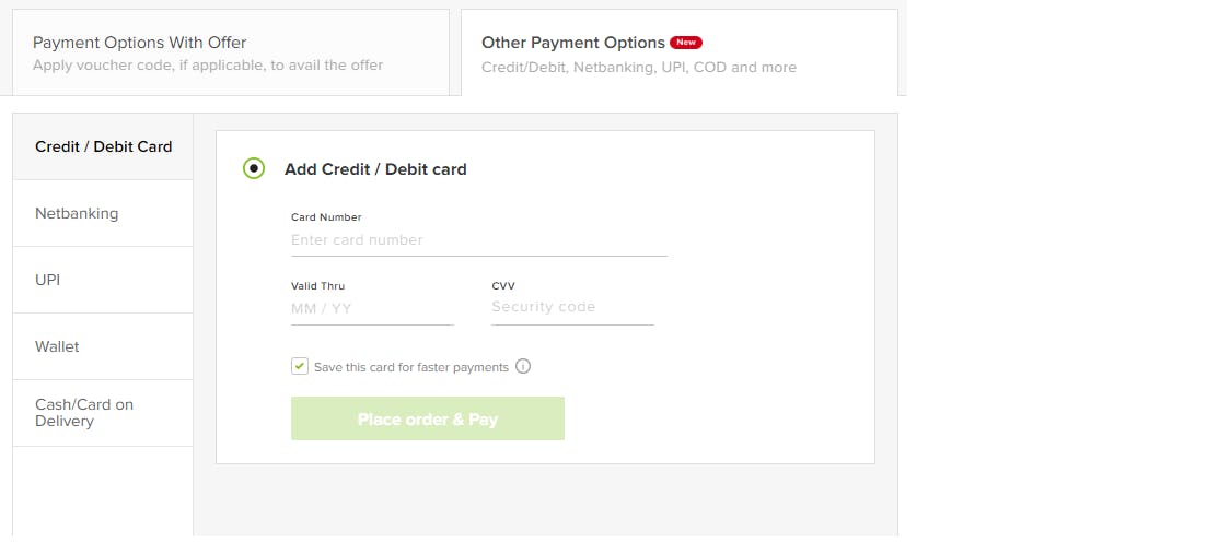 Retail sites redirecting to payment gateway.