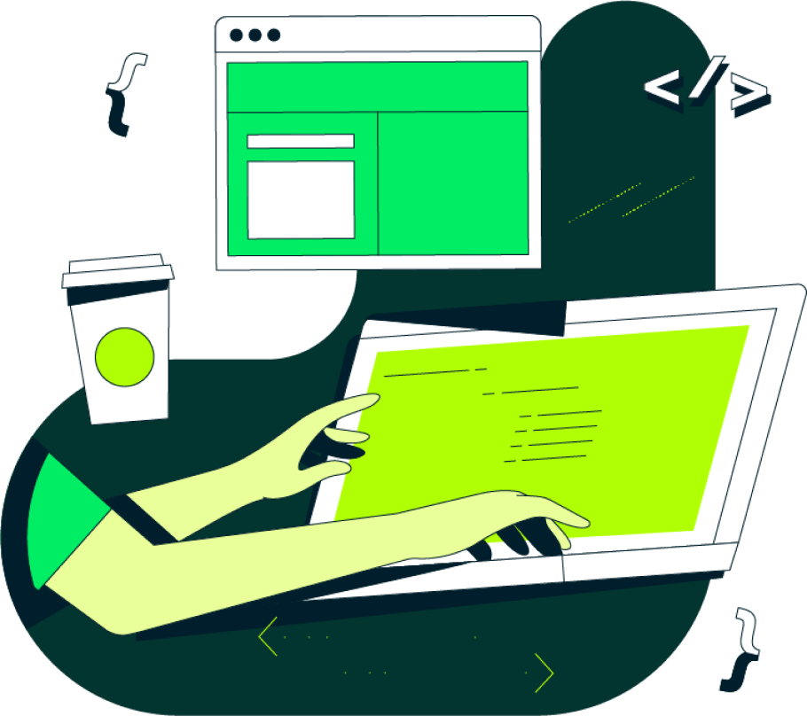 Hands typing on laptop