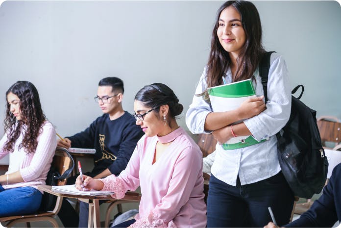 Diverse group of students in a classroom