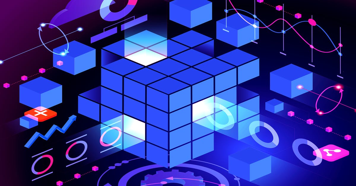 Blockchain platform image with cubes.