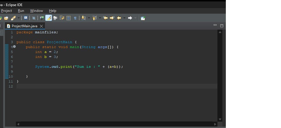 Example of code editor in Eclipse IDE