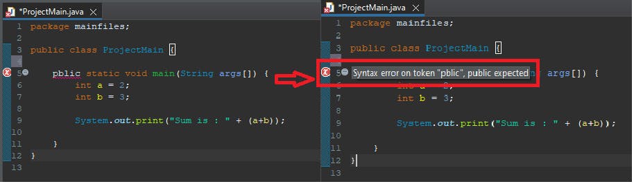 Syntax error example