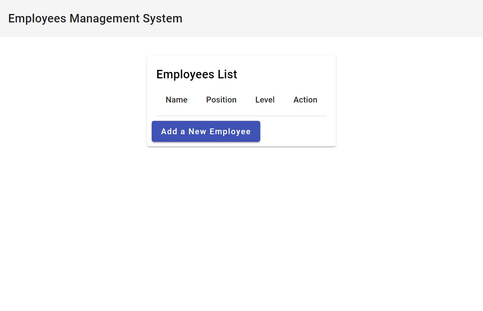 Employees list table