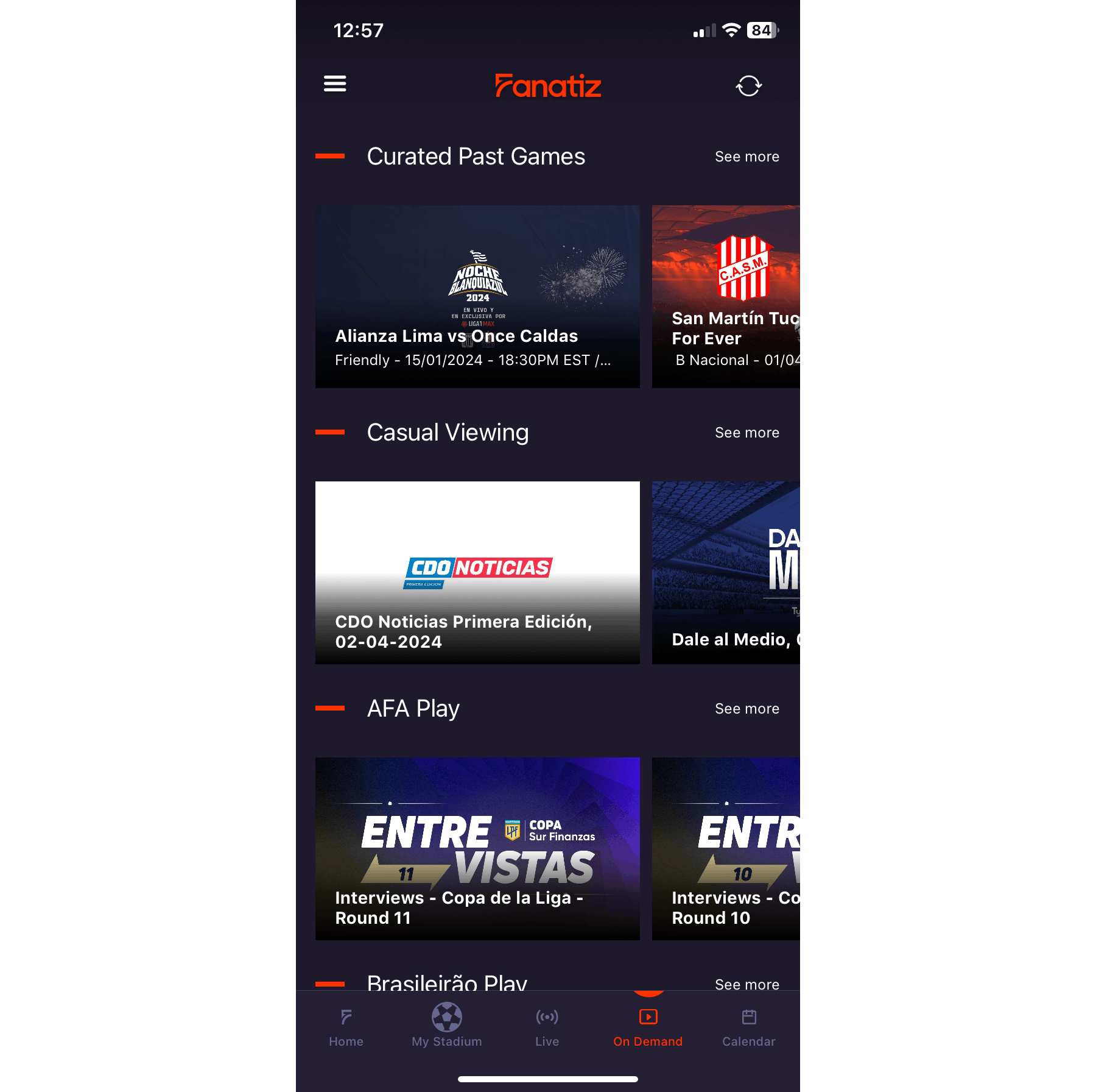 An illustration depicting Fz Sports mobile app - On Demand games listing