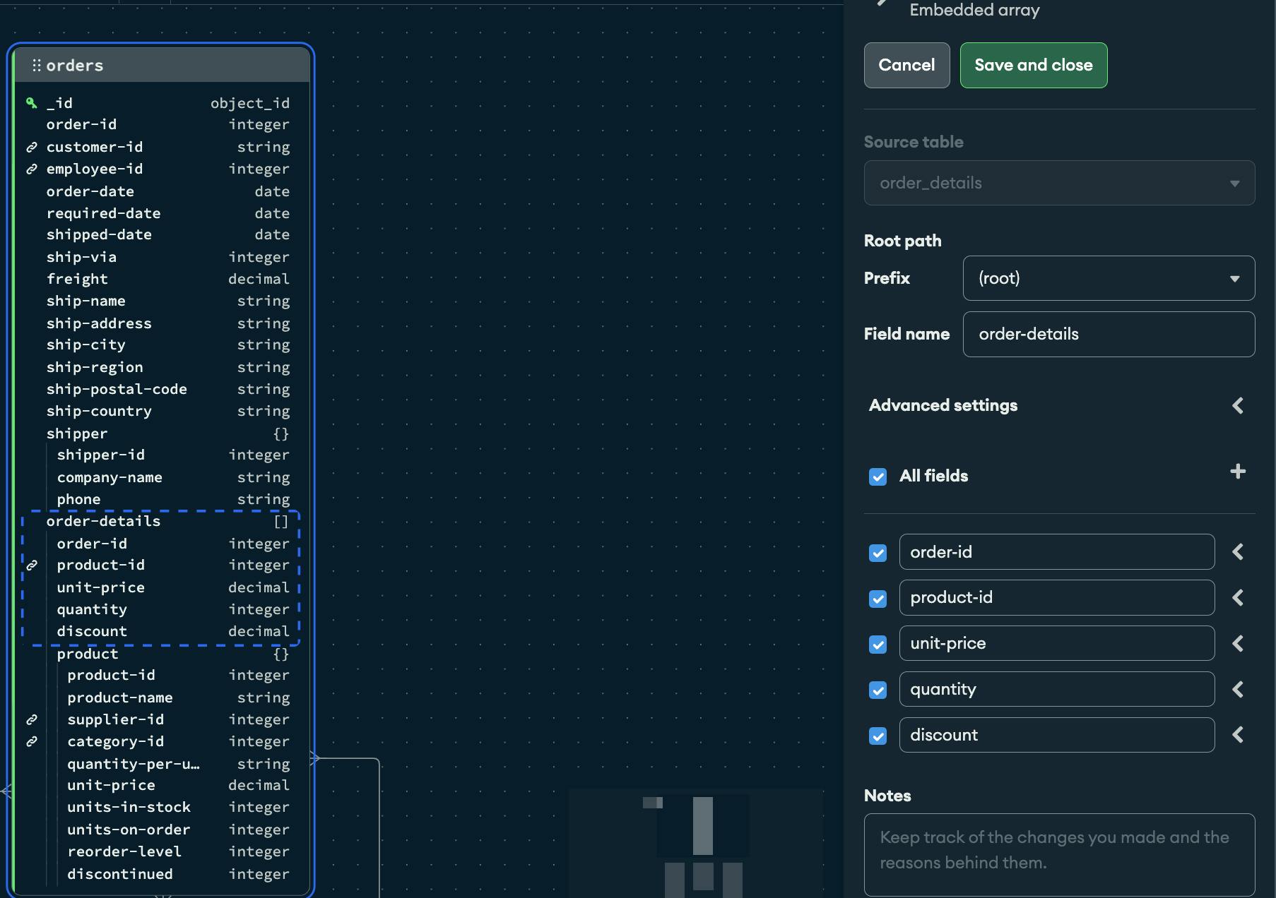 Relational Migrator UI - customize your mapping rules.