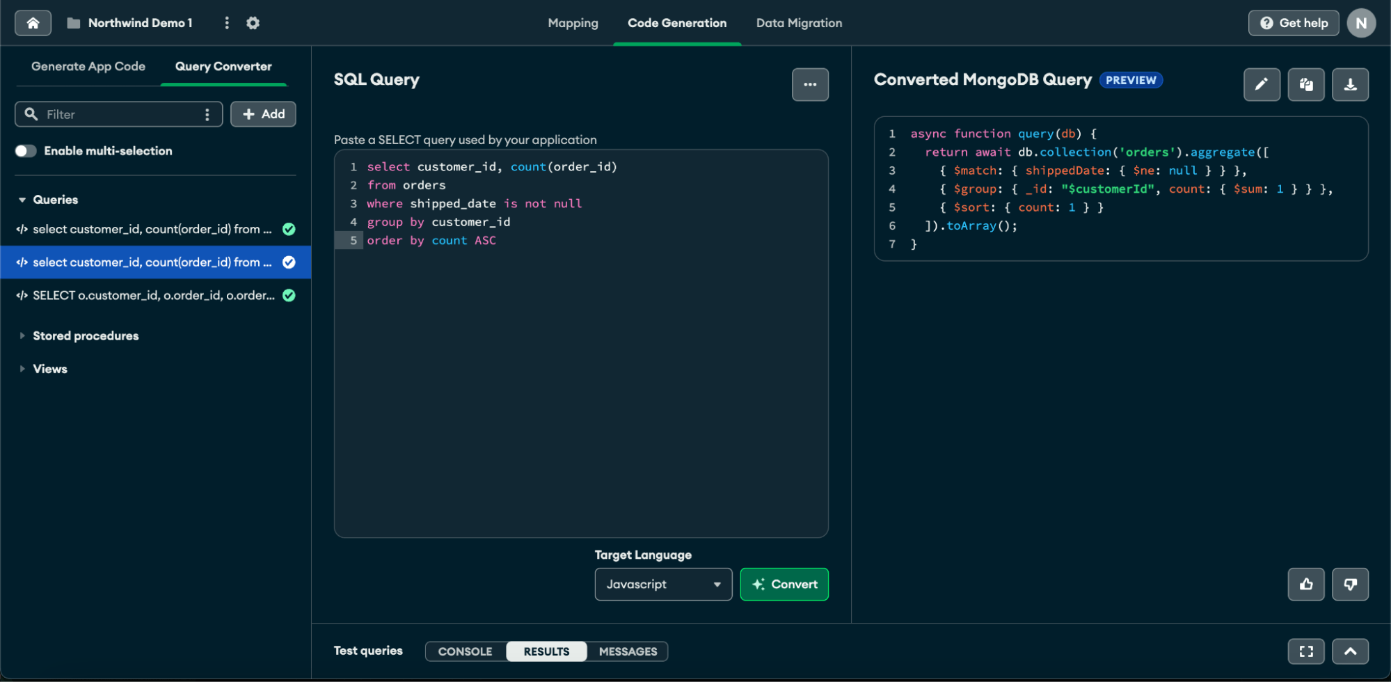 Relational Migrator UI - Convert SQL database objects