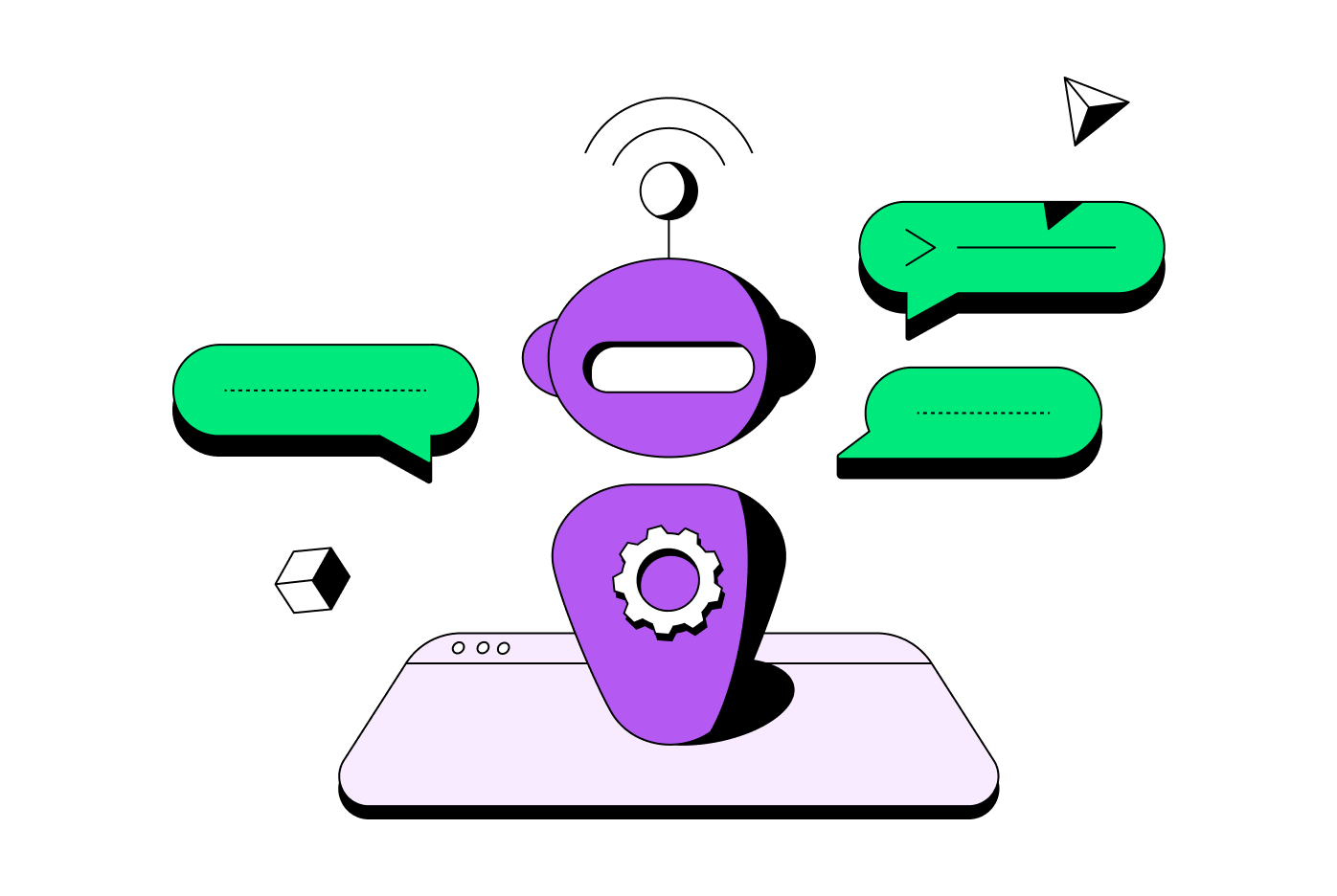  Illustration of an AI robot with code in the background