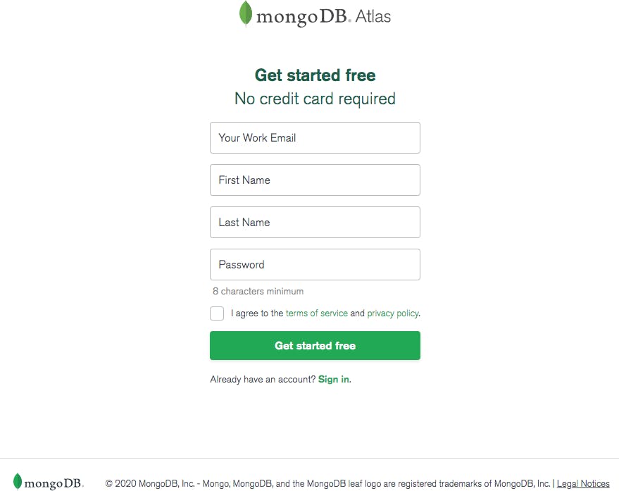 Register for MongoDB Atlas on Azure